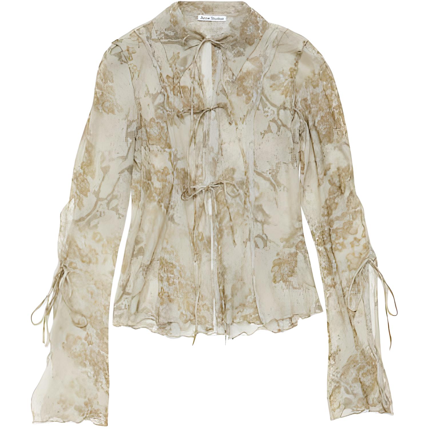 Полупрозрачная блуза с цветочным принтом Acne Studios, светло-бежевый 
Полупрозрачная блуза с цветочным принтом Acne Studios, светло-бежевый
