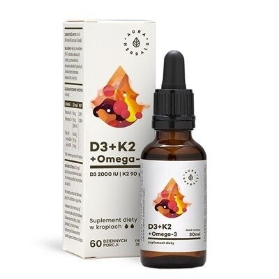 Aura Herbals, витамин D3+K2+Омега-3, 30 мл
Aura Herbals, витамин D3+K2+Омега-3, 30 мл