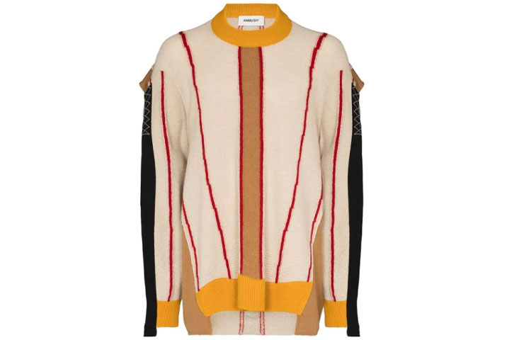 Деконструированный полосатый свитер AMBUSH, желтый
Деконструированный полосатый свитер AMBUSH, желтый
