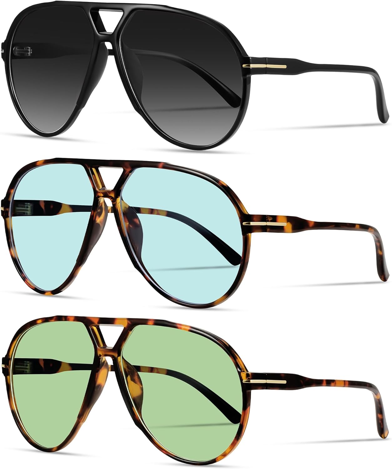 Большие ретро-солнцезащитные очки-авиаторы для женщин и мужчин. Классический винтажный стиль 70-х. Солнцезащитные очки в крупной оправе YMRFW, 3pack (Black/Gradient Gray+tortoise/Light Blue+tortoise/Light Green)
Большие ретро-солнцезащитные очки-авиаторы для женщин и мужчин. Классический винтажный стиль 70-х. Солнцезащитные очки в крупной оправе YMRFW, 3pack (Black/Gradient Gray+tortoise/Light Blue+tortoise/Light Green)
