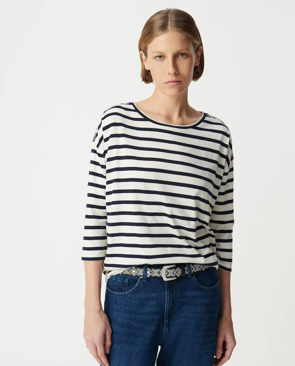 Женская полосатая футболка с французскими рукавами IKKS, белый
Женская полосатая футболка с французскими рукавами IKKS, белый