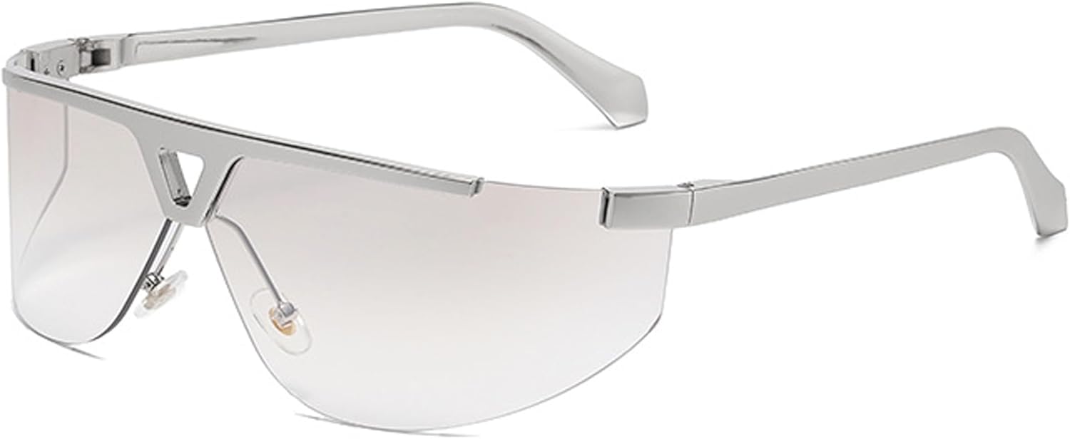 Солнцезащитные очки Bullabulling без оправы в стиле Y2K для мужчин и женщин. Модные, тонкие, с плоской верхней частью, футуристические солнцезащитные очки-щитки, Silvery
Солнцезащитные очки Bullabulling без оправы в стиле Y2K для мужчин и женщин. Модные, тонкие, с плоской верхней частью, футуристические солнцезащитные очки-щитки, Silvery