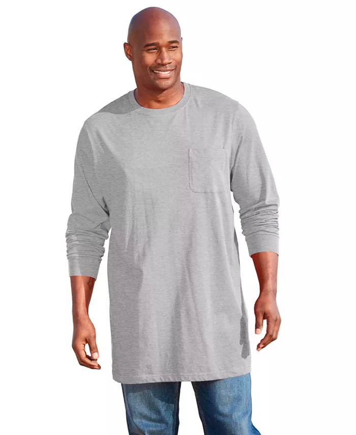 Мужская футболка Big & Tall с длинным рукавом и карманом, удлиненная облегченная модель без усадки Kingsize, серый
Мужская футболка Big & Tall с длинным рукавом и карманом, удлиненная облегченная модель без усадки Kingsize, серый