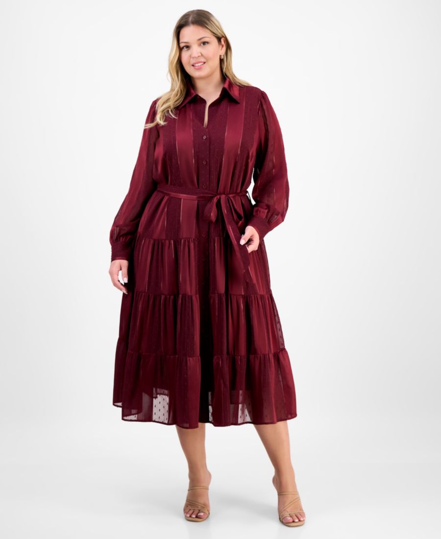 Платье-рубашка с длинными рукавами из атласа в полоску, больших размеров Robbie Bee, Wine
Платье-рубашка с длинными рукавами из атласа в полоску, больших размеров Robbie Bee, Wine