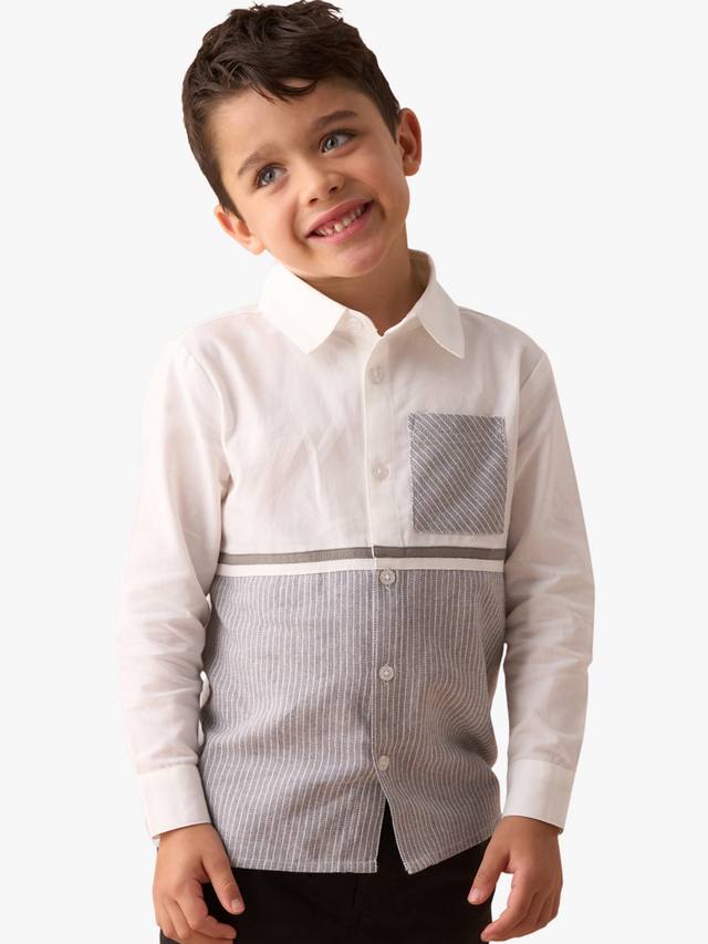 Детская хлопковая рубашка с цветными блоками в полоску Angel & Rocket, Grey
Детская хлопковая рубашка с цветными блоками в полоску Angel & Rocket, Grey