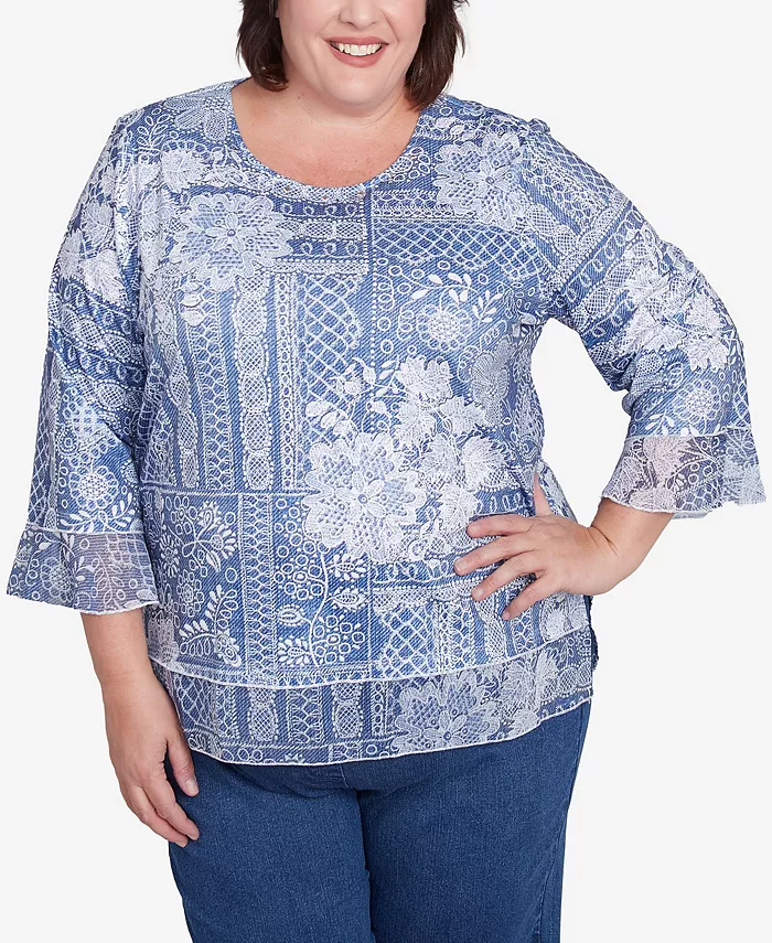 Топ больших размеров Flower Power с кружевом и цветочным принтом в стиле пэчворк и круглым вырезом Alfred Dunner, мультиколор
Топ больших размеров Flower Power с кружевом и цветочным принтом в стиле пэчворк и круглым вырезом Alfred Dunner, мультиколор