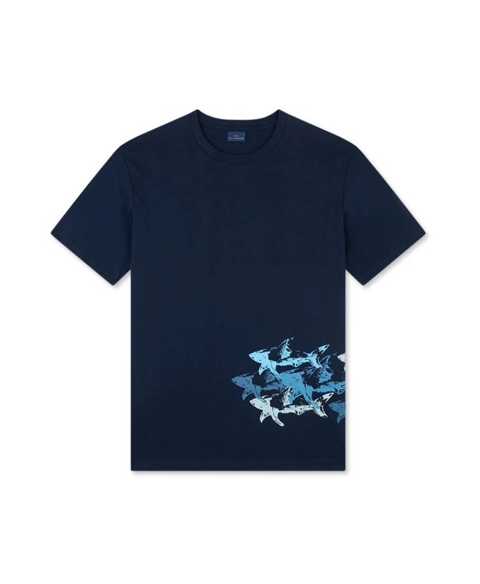 Футболка из хлопка с принтом в виде потертых акул. Paul & Shark, синий
Футболка из хлопка с принтом в виде потертых акул. Paul & Shark, синий