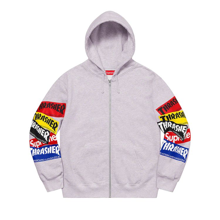 Толстовка Supreme x Thrasher Multi Logo Zip Up Hooded Sweatshirt 'Ash Grey', серый 
Толстовка Supreme x Thrasher Multi Logo Zip Up Hooded Sweatshirt 'Ash Grey', серый