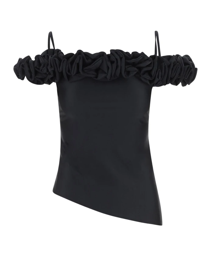 Эластичный трикотажный топ с оборками Coperni, черный
Эластичный трикотажный топ с оборками Coperni, черный