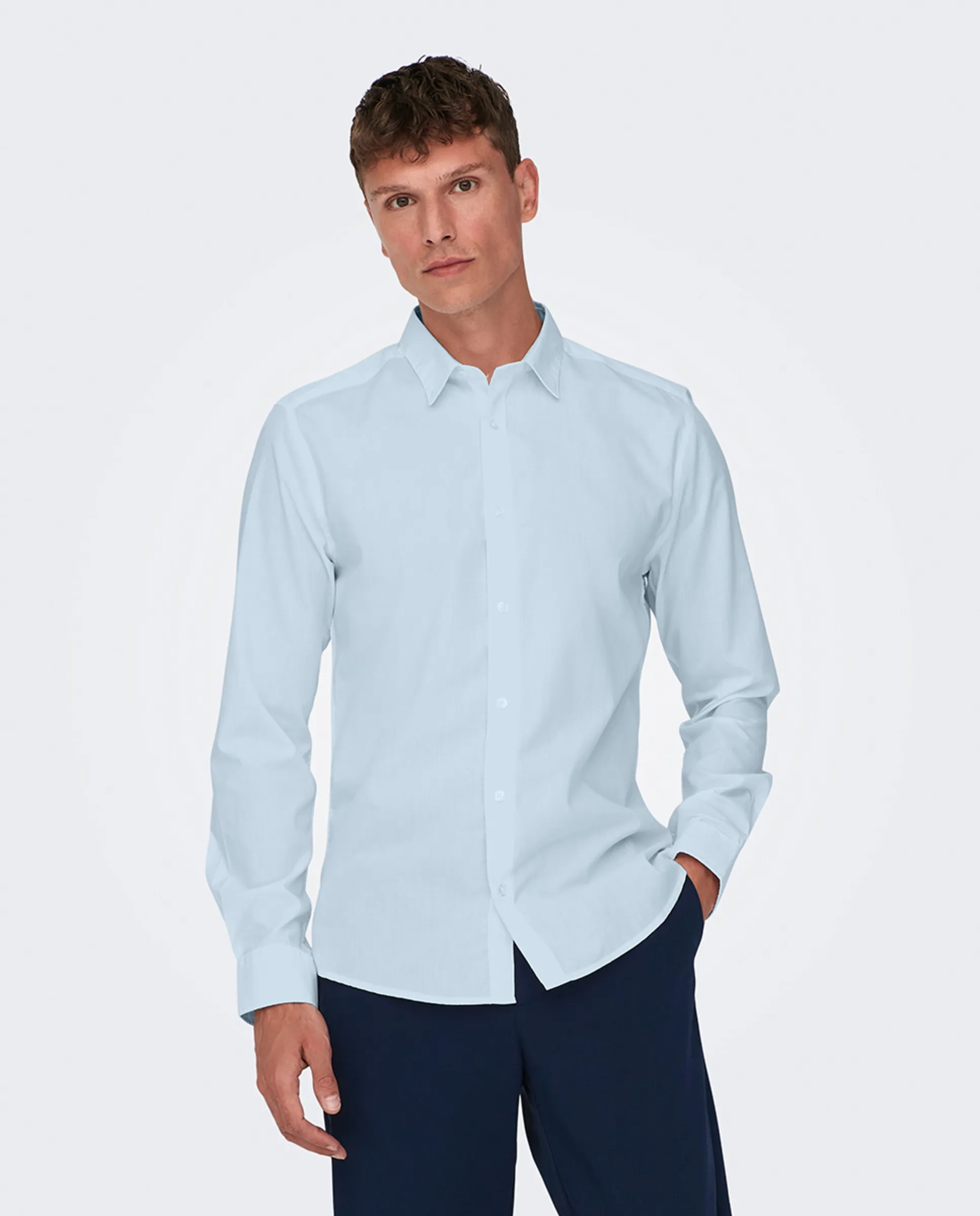 Мужская рубашка с длинным рукавом однотонная Only & Sons, синий
Мужская рубашка с длинным рукавом однотонная Only & Sons, синий