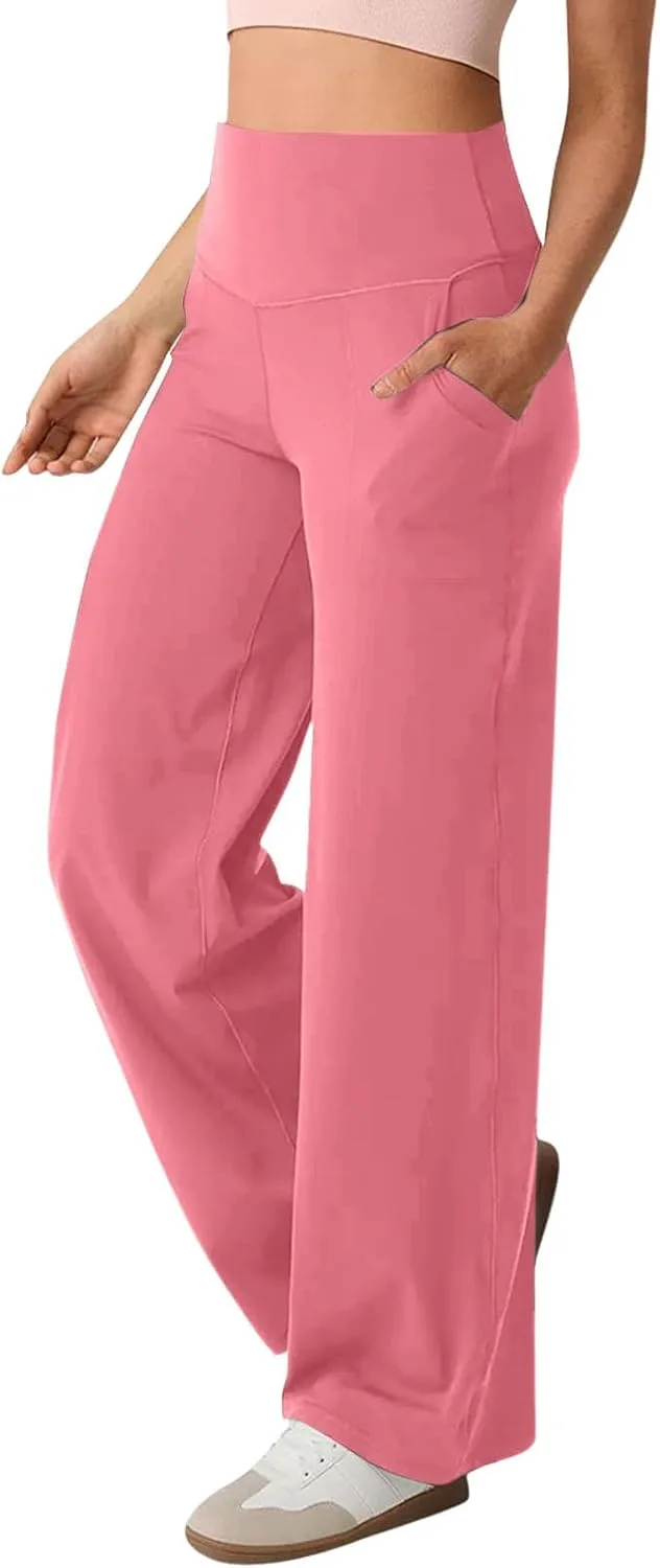 Женские широкие штаны для йоги с высокой талией и карманами
Женские широкие штаны для йоги с высокой талией и карманами