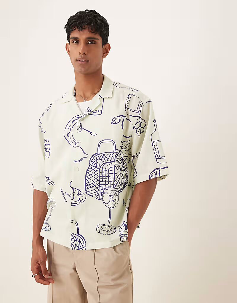 Рубашка свободного кроя Revere с принтом пикника кремового цвета Asos Design
Рубашка свободного кроя Revere с принтом пикника кремового цвета Asos Design