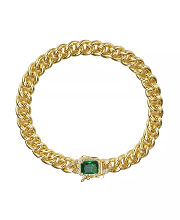 Браслет-Цепочка панцирного плетения с покрытием из 14-каратного золота и цветными кубическими циркониями Rachel Glauber, green
Браслет-Цепочка панцирного плетения с покрытием из 14-каратного золота и цветными кубическими циркониями Rachel Glauber, green