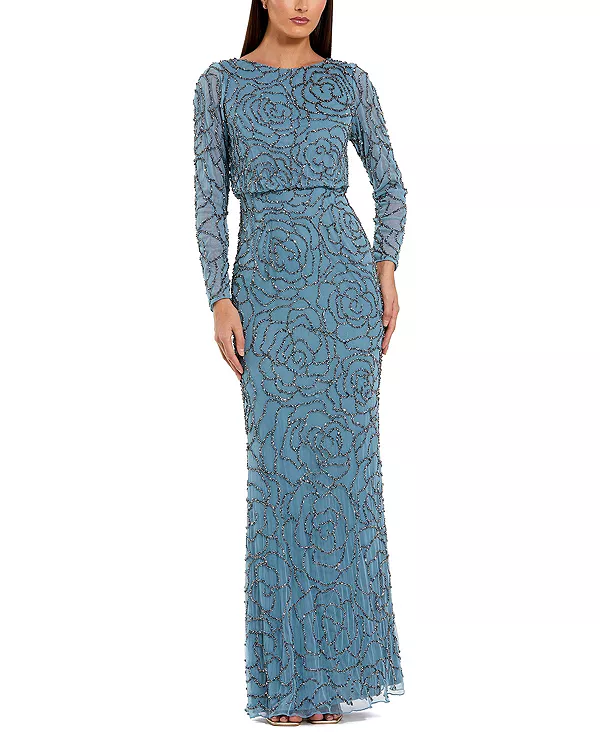 Платье-Блузон с длинными рукавами, украшенное бисером и сеткой. Mac Duggal, синий
Платье-Блузон с длинными рукавами, украшенное бисером и сеткой. Mac Duggal, синий