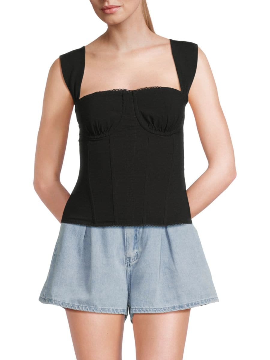 Корсетный топ с рюшами на чашках WeWoreWhat, черный
Корсетный топ с рюшами на чашках WeWoreWhat, черный