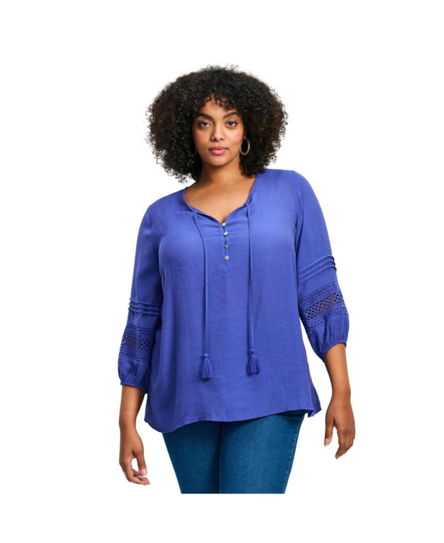 Женская крестьянская блузка с кружевом и складками AVENUE, Periwinkle
Женская крестьянская блузка с кружевом и складками AVENUE, Periwinkle