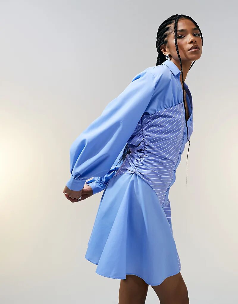 Мини-платье-рубашка с рюшами и вставками в полоску ASOS DESIGN
Мини-платье-рубашка с рюшами и вставками в полоску ASOS DESIGN