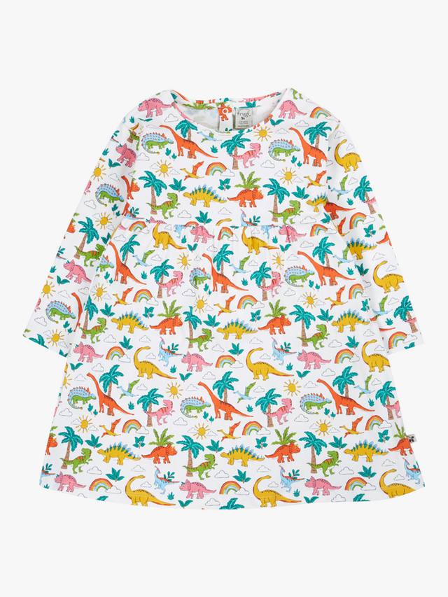 Детское платье Amelia с хлопковым принтом динозавра Frugi, White/Multi
Детское платье Amelia с хлопковым принтом динозавра Frugi, White/Multi