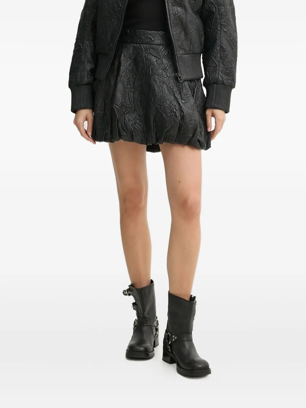 Юбка-баллон с цветочной вышивкой MUNTHE, черный 
Юбка-баллон с цветочной вышивкой MUNTHE, черный