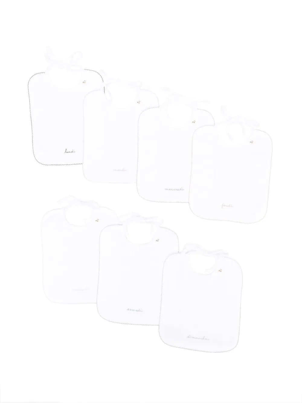 Комплект из семи нагрудников с вышивкой Bonpoint, белый 
Комплект из семи нагрудников с вышивкой Bonpoint, белый