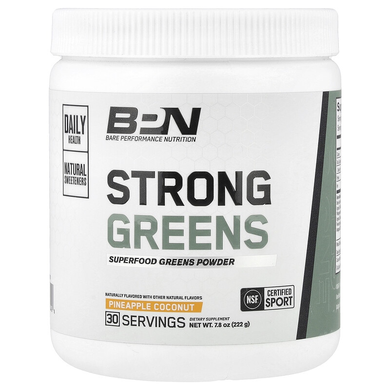 BPN, Strong Greens, порошок из суперпродуктов, ананас и кокос, 222 г (7,8 унции)
BPN, Strong Greens, порошок из суперпродуктов, ананас и кокос, 222 г (7,8 унции)
