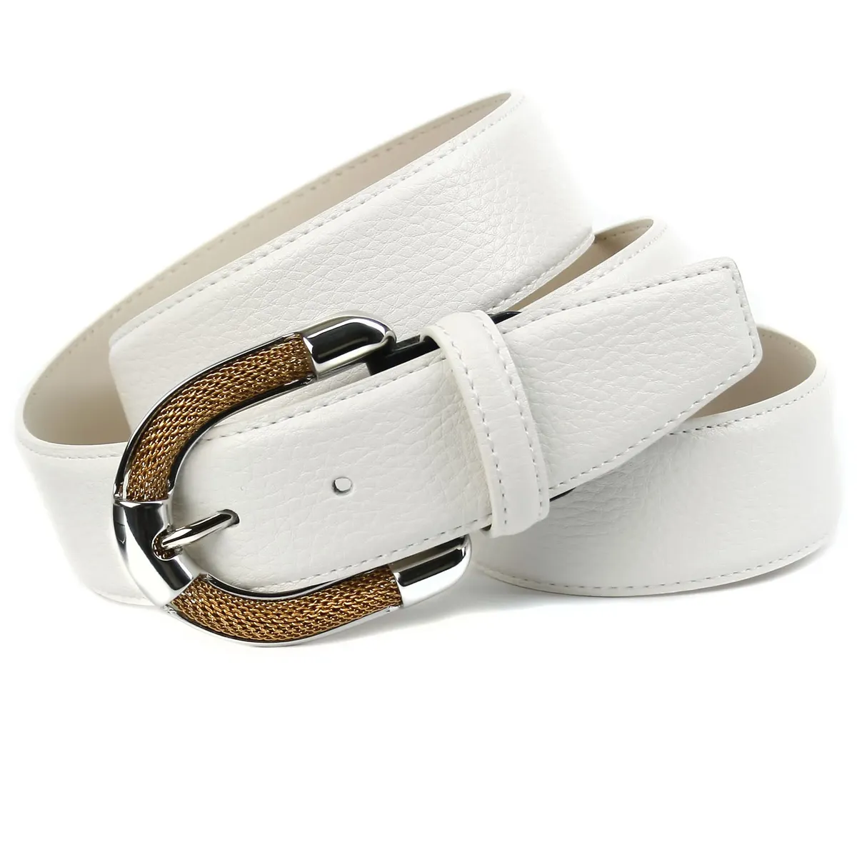 Кожаный ремень Anthoni Crown с изысканной ювелирной застежкой и стежкой в тон, белый
Кожаный ремень Anthoni Crown с изысканной ювелирной застежкой и стежкой в тон, белый