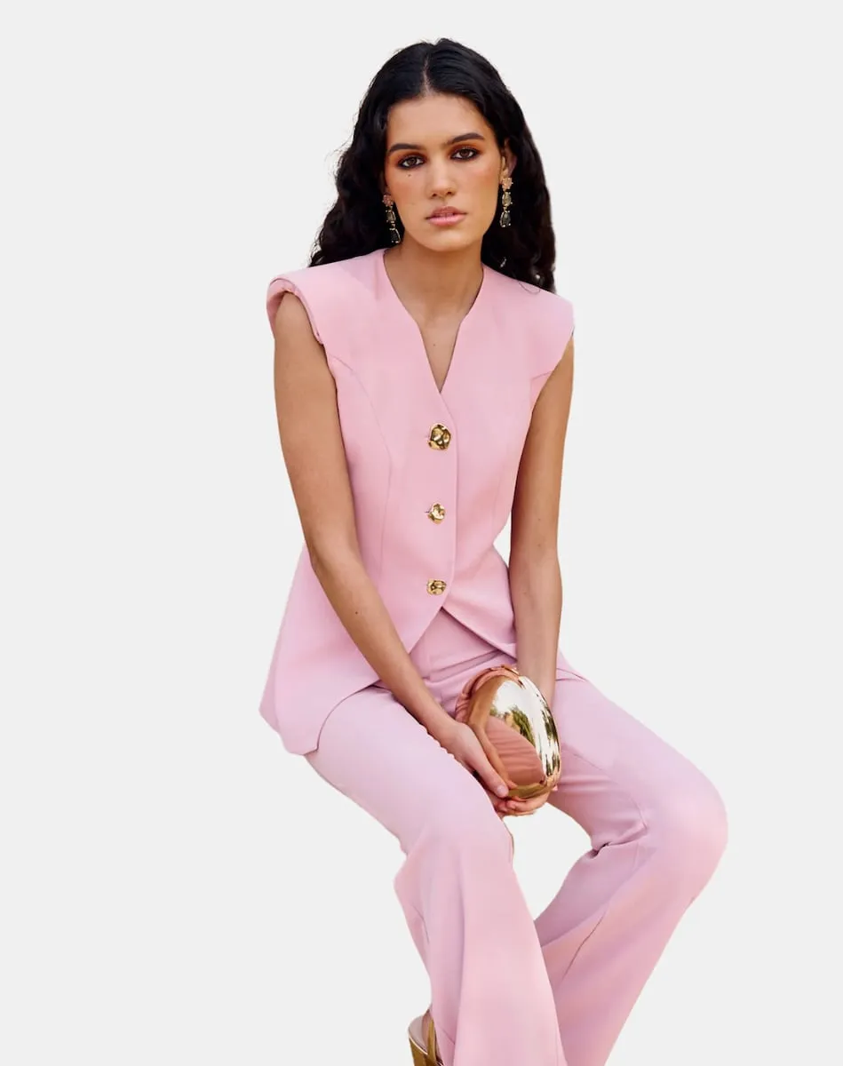 Женский приталенный жилет с v-образным вырезом Miphai, розовый
Женский приталенный жилет с v-образным вырезом Miphai, розовый