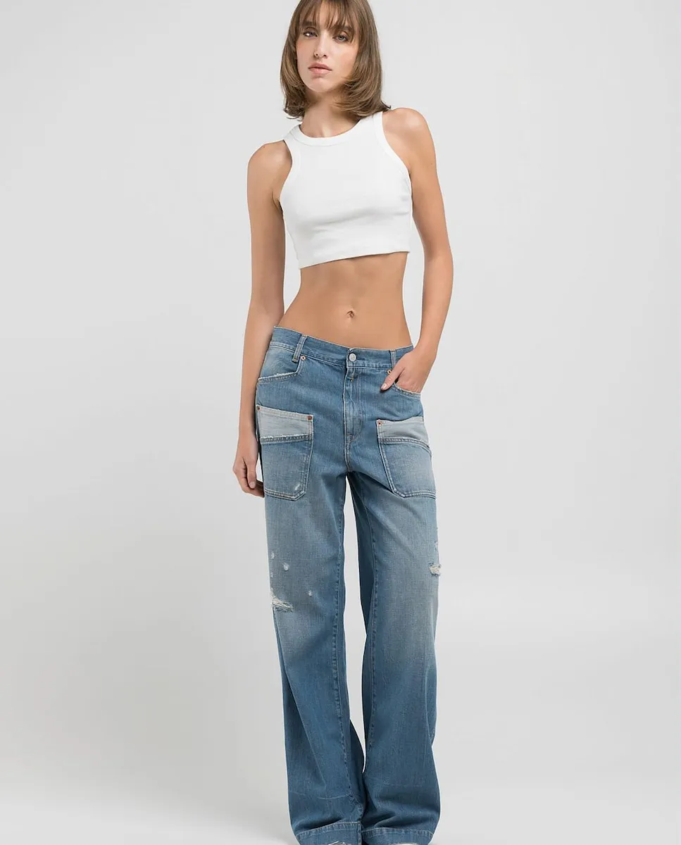 Женские джинсы широкого кроя с карманами Replay, синий
Женские джинсы широкого кроя с карманами Replay, синий