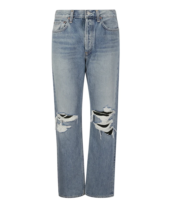 Прямые джинсы с высокой талией и рваными коленями. Agolde, синий
Прямые джинсы с высокой талией и рваными коленями. Agolde, синий