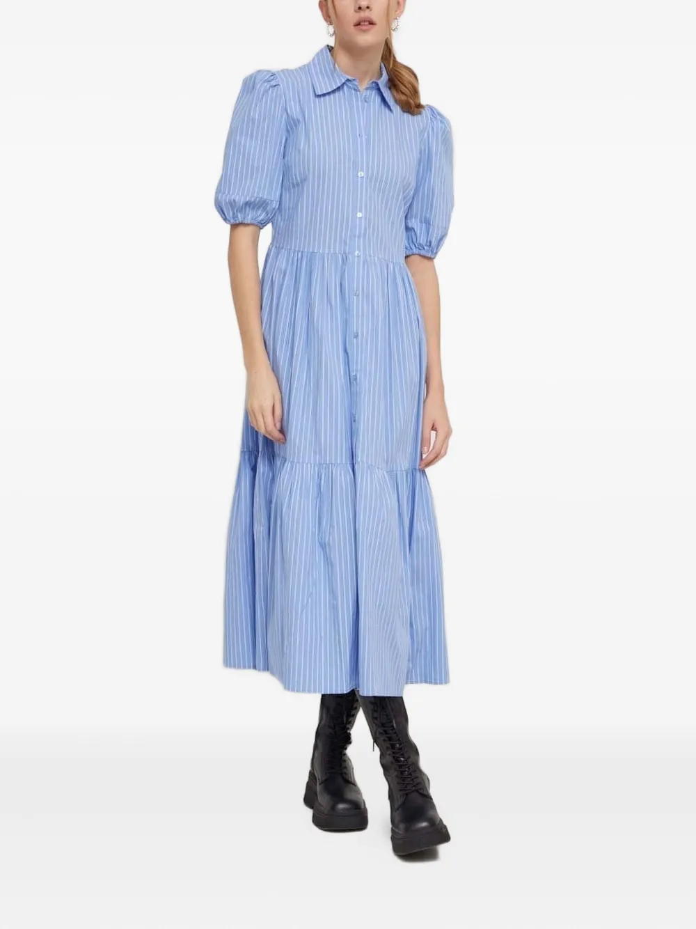 Полосатое платье-рубашка миди с объемными рукавами Desigual, синий
Полосатое платье-рубашка миди с объемными рукавами Desigual, синий