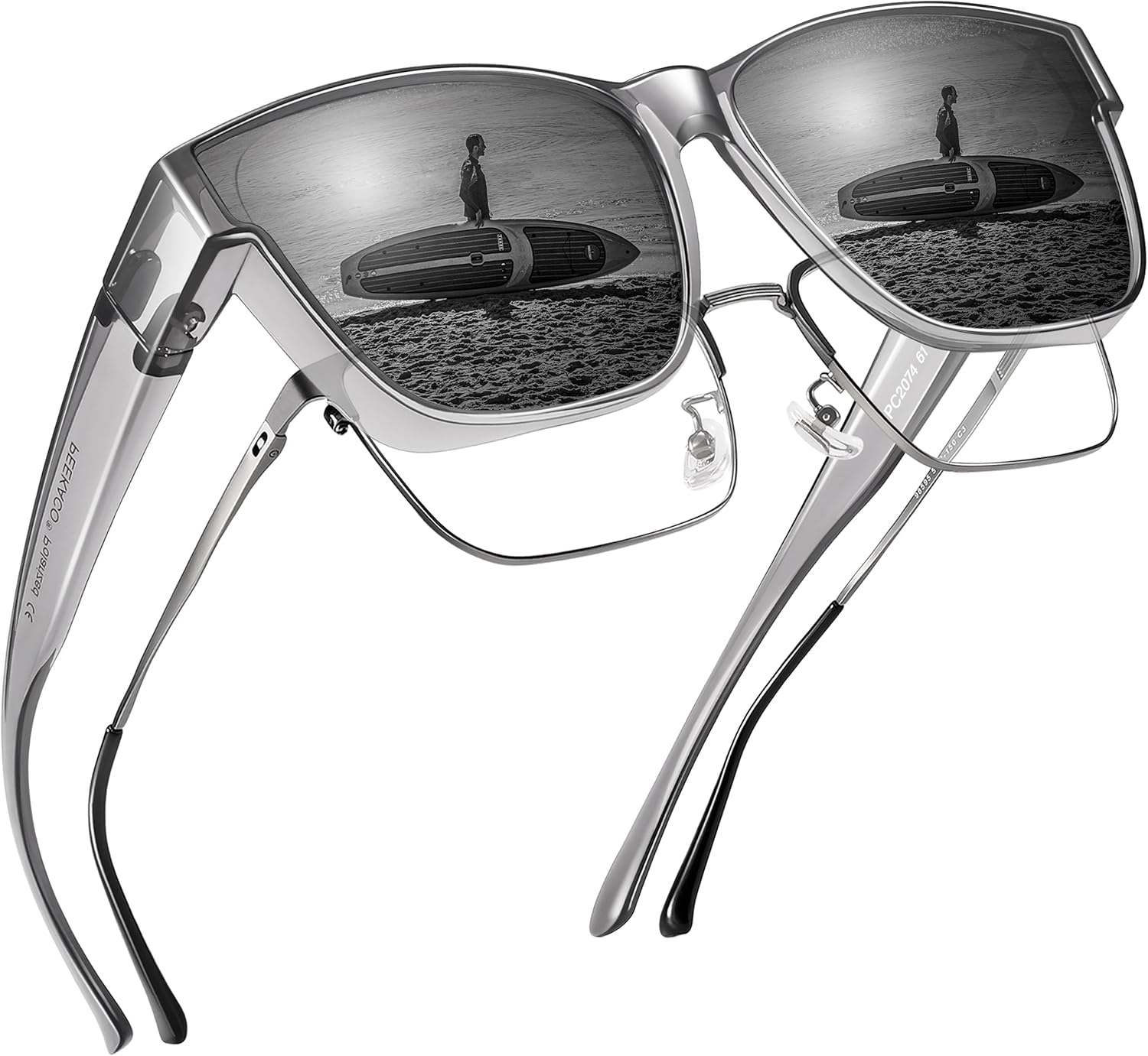 Поляризованные солнцезащитные очки, надеваемые поверх обычных очков, для женщин и мужчин, большие квадратные летние очки с защитой от УФ-излучения UV400 Peekaco, A03 Light Grey Frame/Grey Lens
Поляризованные солнцезащитные очки, надеваемые поверх обычных очков, для женщин и мужчин, большие квадратные летние очки с защитой от УФ-излучения UV400 Peekaco, A03 Light Grey Frame/Grey Lens