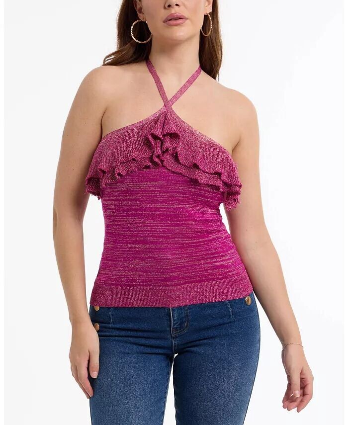 Женский свитер с люрексом и оборками Bebe, зеленый
Женский свитер с люрексом и оборками Bebe, зеленый