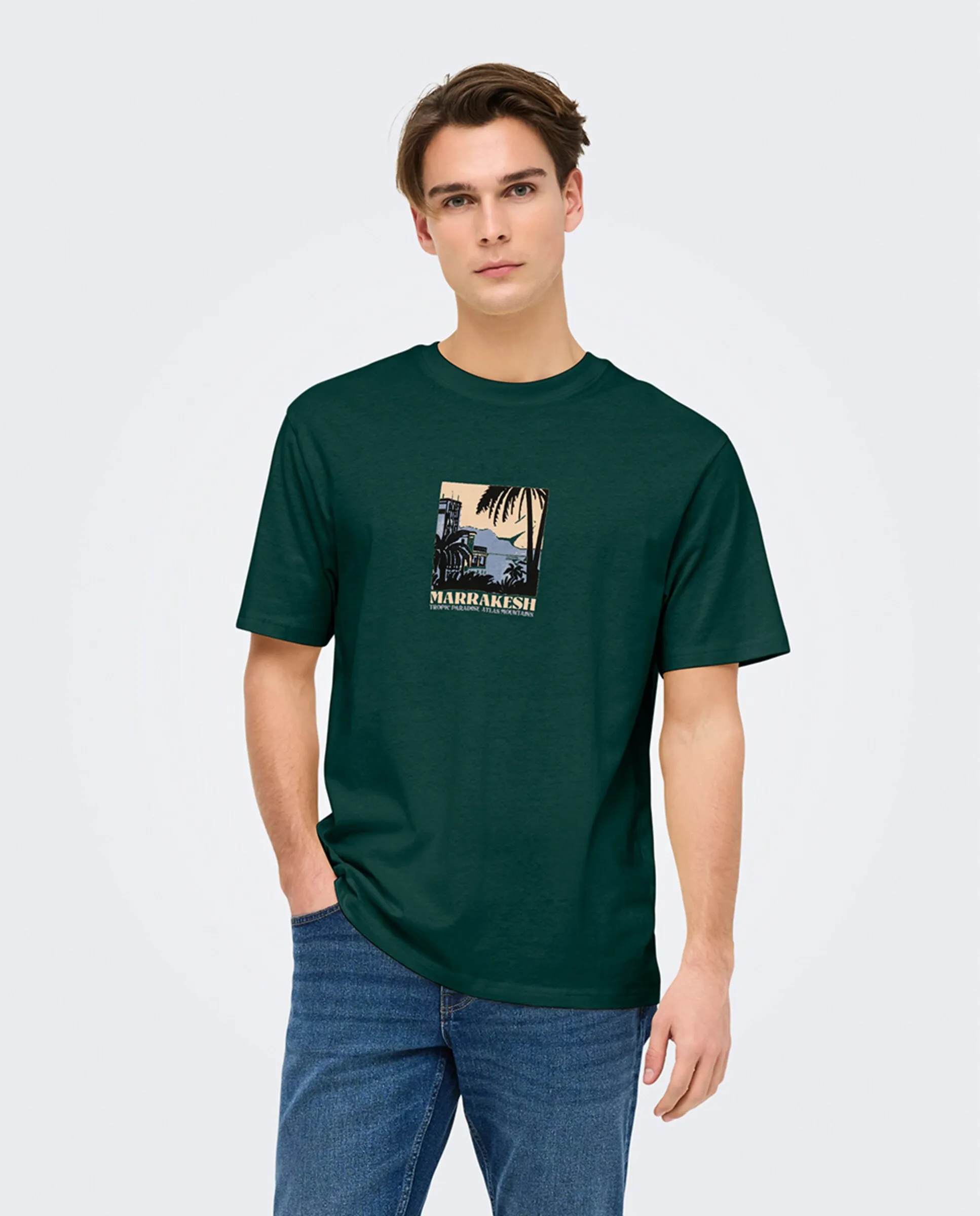 Футболка мужская с коротким рукавом свободного кроя Only & Sons, зеленый
Футболка мужская с коротким рукавом свободного кроя Only & Sons, зеленый