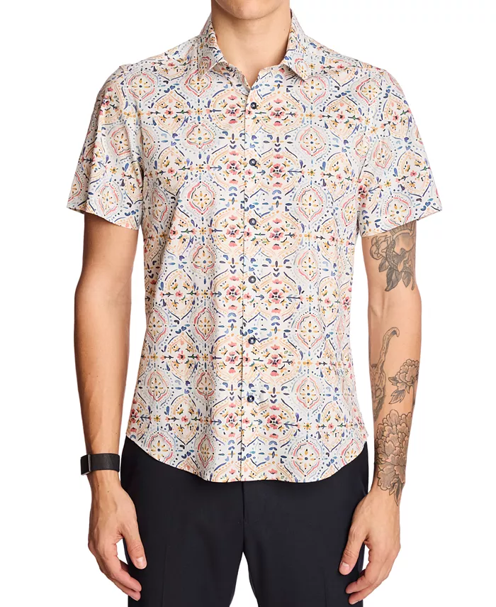 Мужская рубашка Sawyer с коротким рукавом, принт, застежка на пуговицы, силуэт slim fit Paisley & Gray, белый
Мужская рубашка Sawyer с коротким рукавом, принт, застежка на пуговицы, силуэт slim fit Paisley & Gray, белый