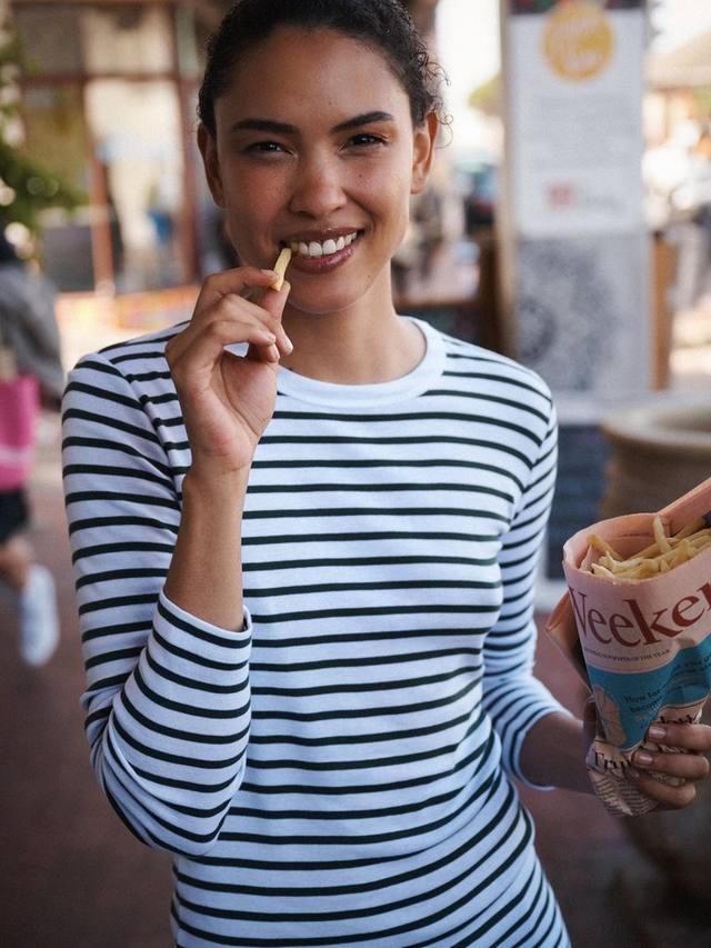 Топ в рубчик в полоску от billie breton NRBY, белый/разноцветный
Топ в рубчик в полоску от billie breton NRBY, белый/разноцветный