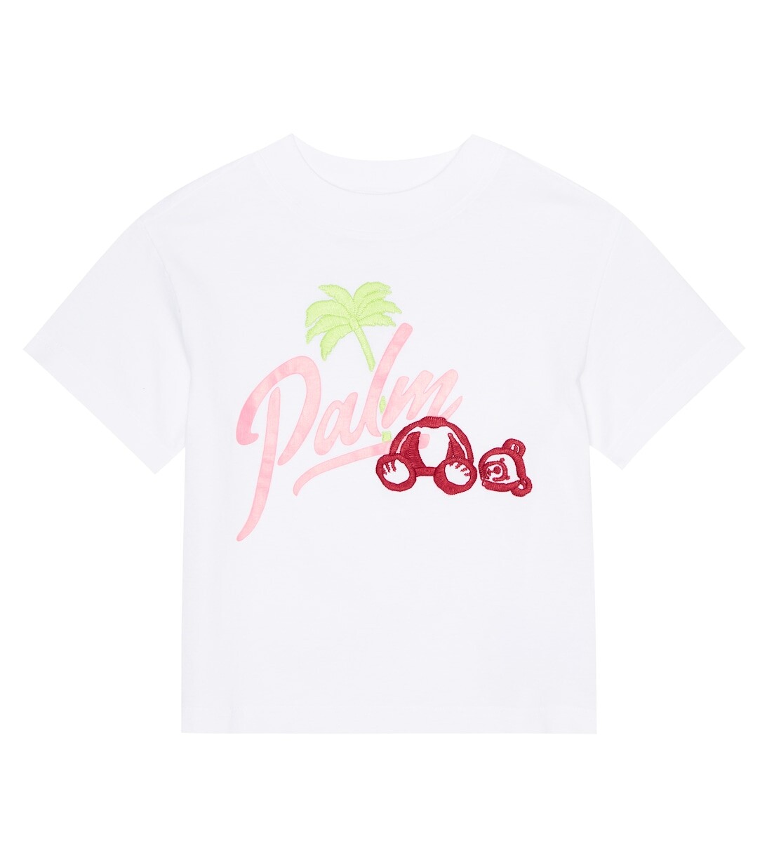 Футболка из хлопкового джерси с логотипом Palm Angels, белый 
Футболка из хлопкового джерси с логотипом Palm Angels, белый