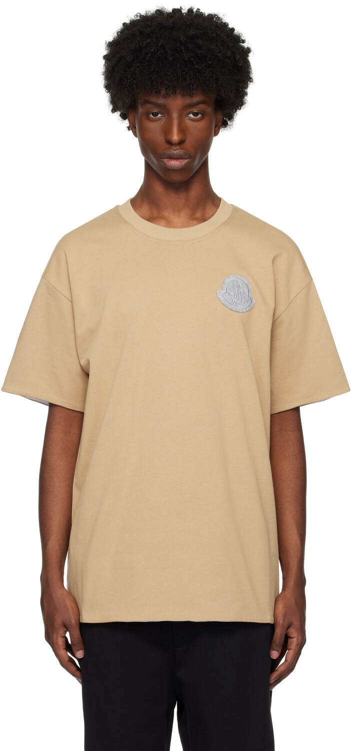 Двусторонняя футболка с логотипом Moncler, бежевый 
Двусторонняя футболка с логотипом Moncler, бежевый