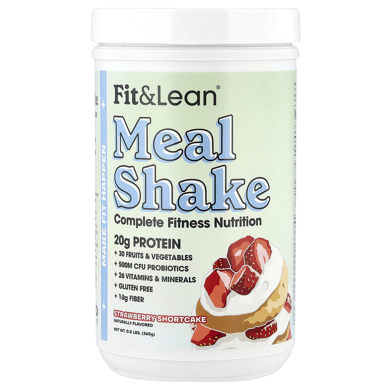 Fit & Lean, Meal Shake, Complete Fitness Nutrition, клубничное песочное печенье, 365 г (0,8 фунта)
Fit & Lean, Meal Shake, Complete Fitness Nutrition, клубничное песочное печенье, 365 г (0,8 фунта)