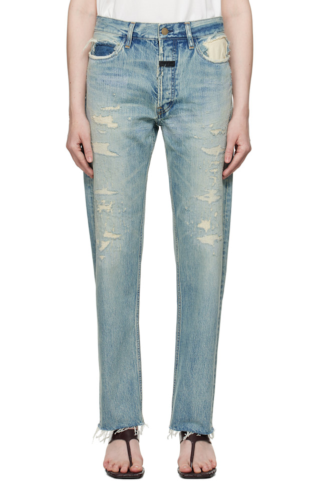 Отреставрированные классические джинсы с пятью карманами Fear Of God, индиго
Отреставрированные классические джинсы с пятью карманами Fear Of God, индиго