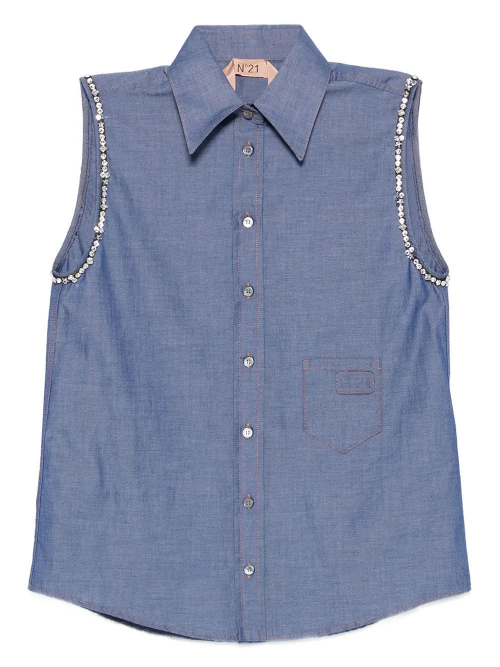 Рубашка с кристаллами Nº21, синий 
Рубашка с кристаллами Nº21, синий