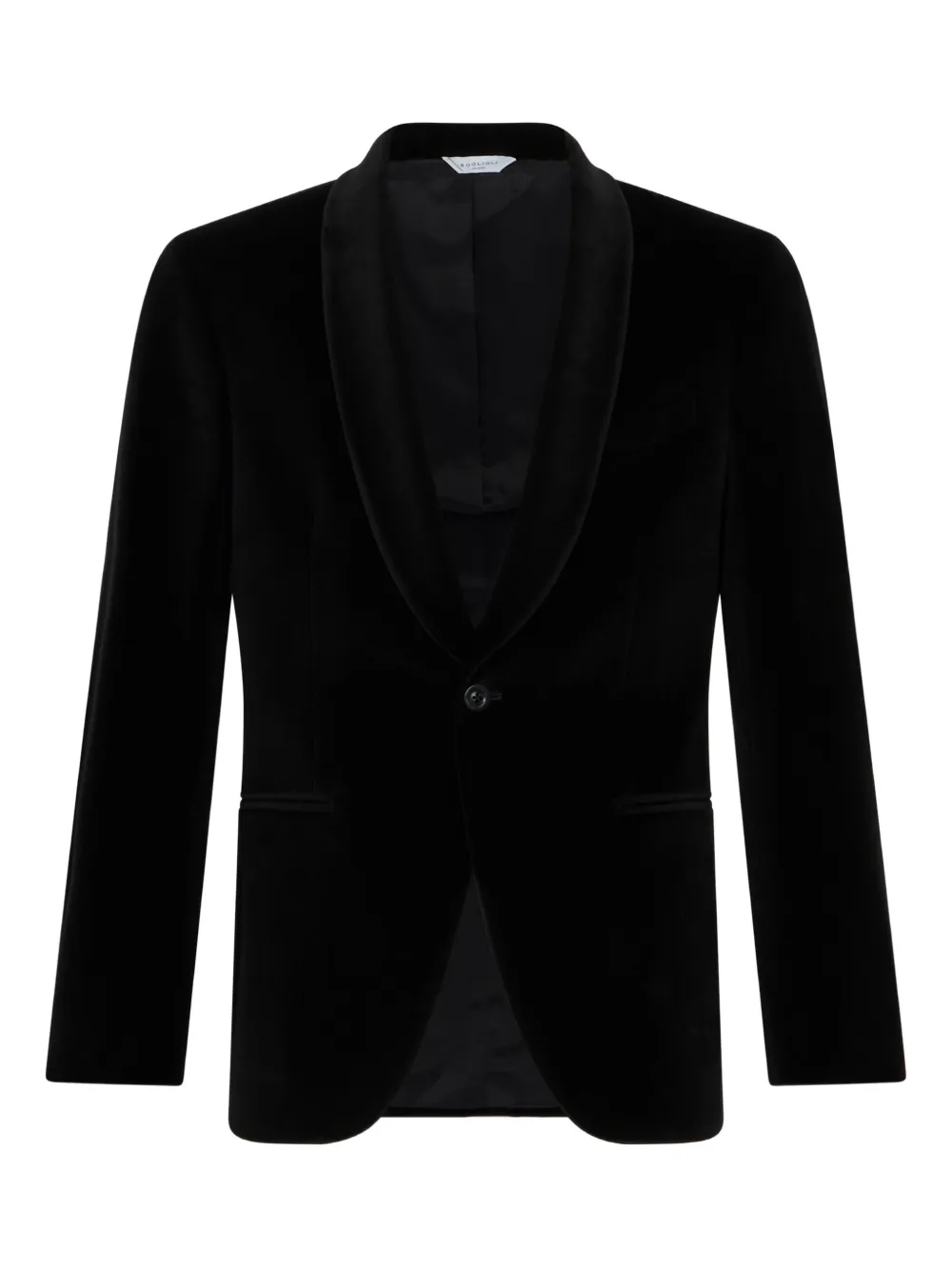 Бархатный блейзер с шалевым воротником Boglioli, черный
Бархатный блейзер с шалевым воротником Boglioli, черный