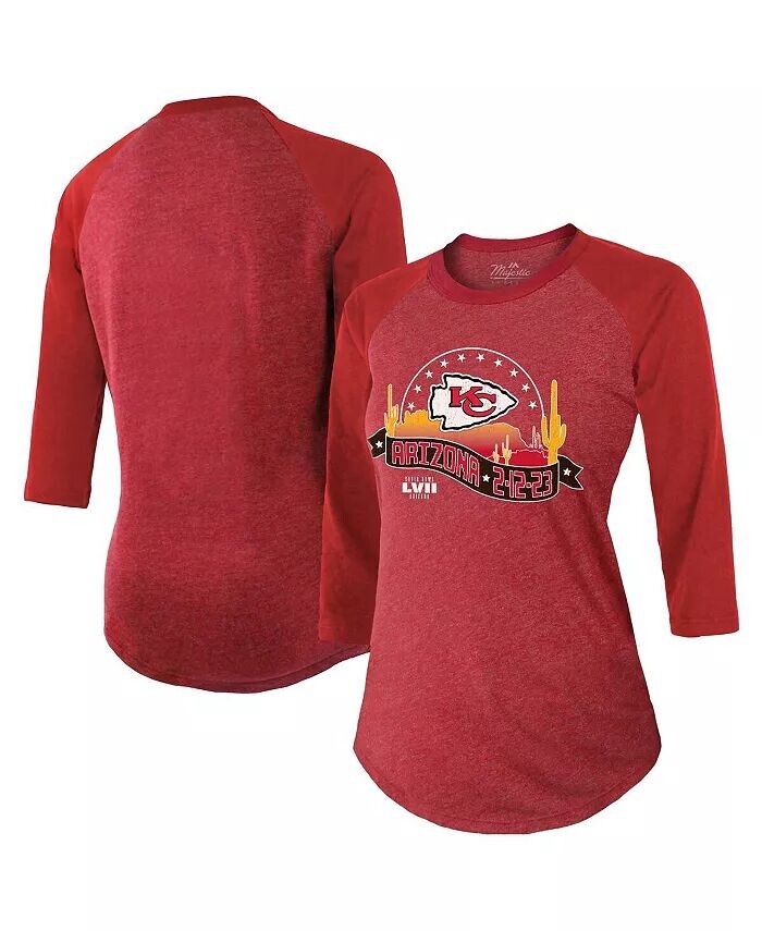 Женская красная футболка Kansas City Chiefs Super Bowl LVII Desert Tri-Blend реглан с рукавами 3/4 Majestic
Женская красная футболка Kansas City Chiefs Super Bowl LVII Desert Tri-Blend реглан с рукавами 3/4 Majestic