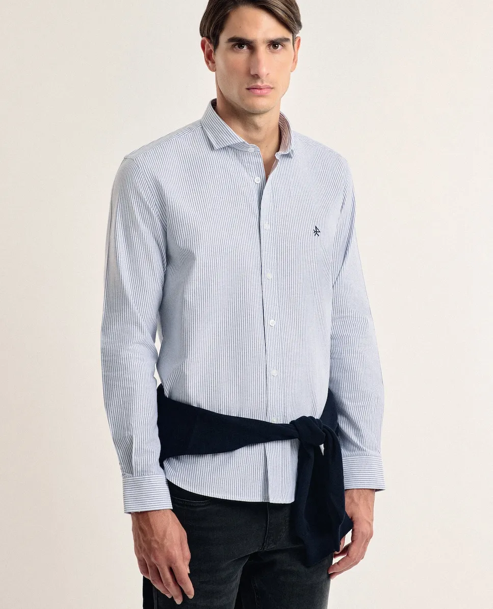 Классическая мужская рубашка из оксфордского хлопка в синюю полоску Valecuatro, темно-синий
Классическая мужская рубашка из оксфордского хлопка в синюю полоску Valecuatro, темно-синий