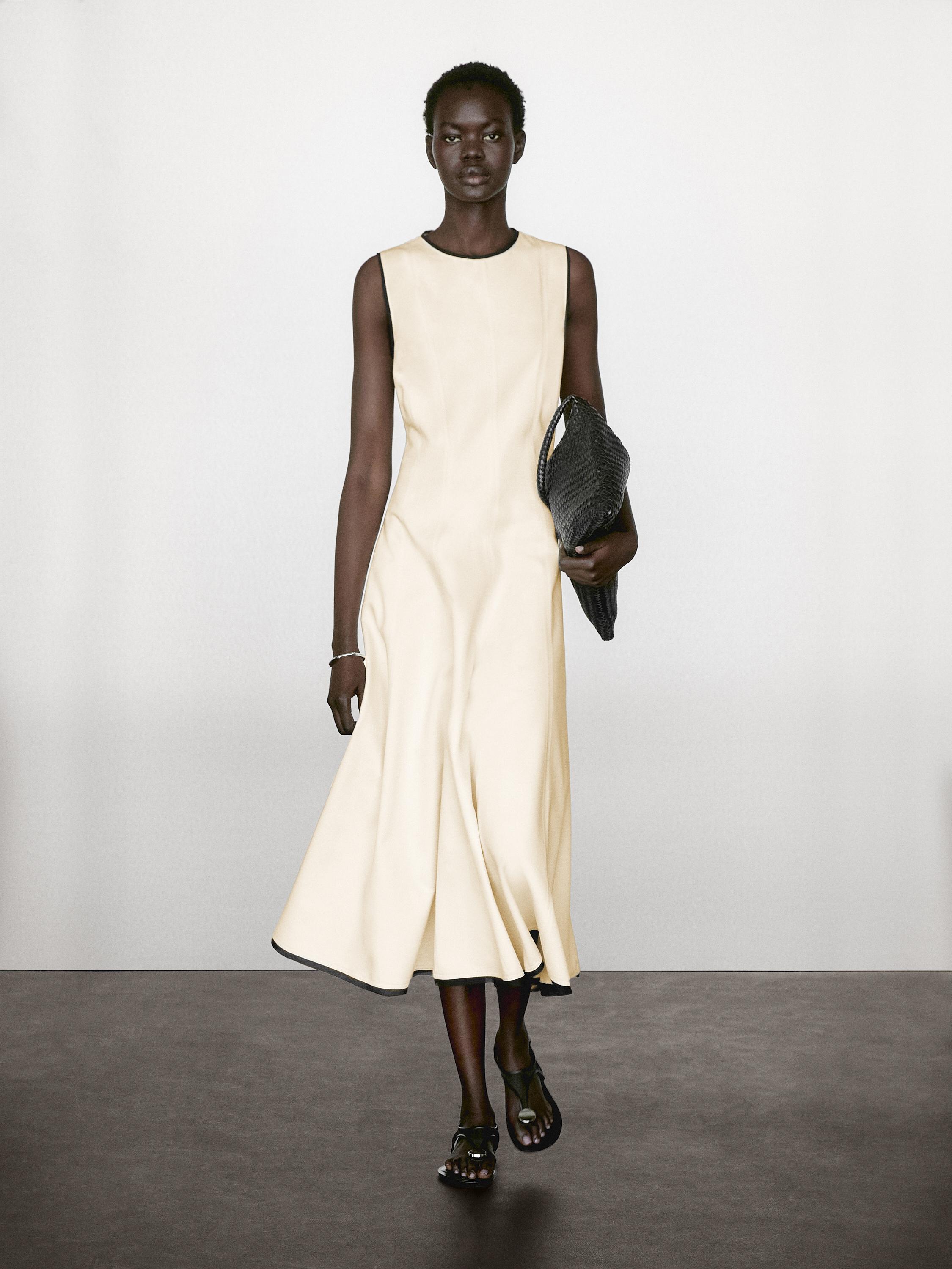 Платье с воланами и контрастной отделкой Massimo Dutti, кремовый
Платье с воланами и контрастной отделкой Massimo Dutti, кремовый