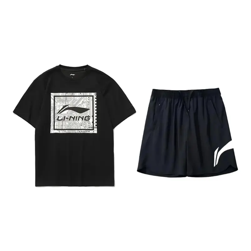 LiNing Повседневная спортивная одежда унисекс, черный short-sleeved cultural shirt+черный sports shorts
LiNing Повседневная спортивная одежда унисекс, черный short-sleeved cultural shirt+черный sports shorts