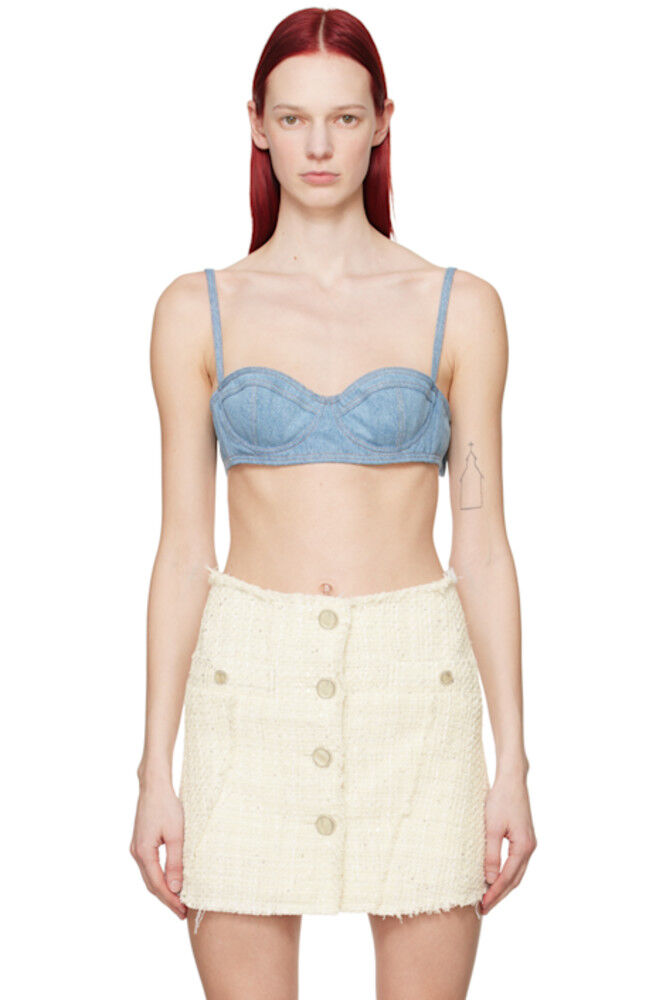 Синий джинсовый бюстгальтер на косточках GCDS
Синий джинсовый бюстгальтер на косточках GCDS