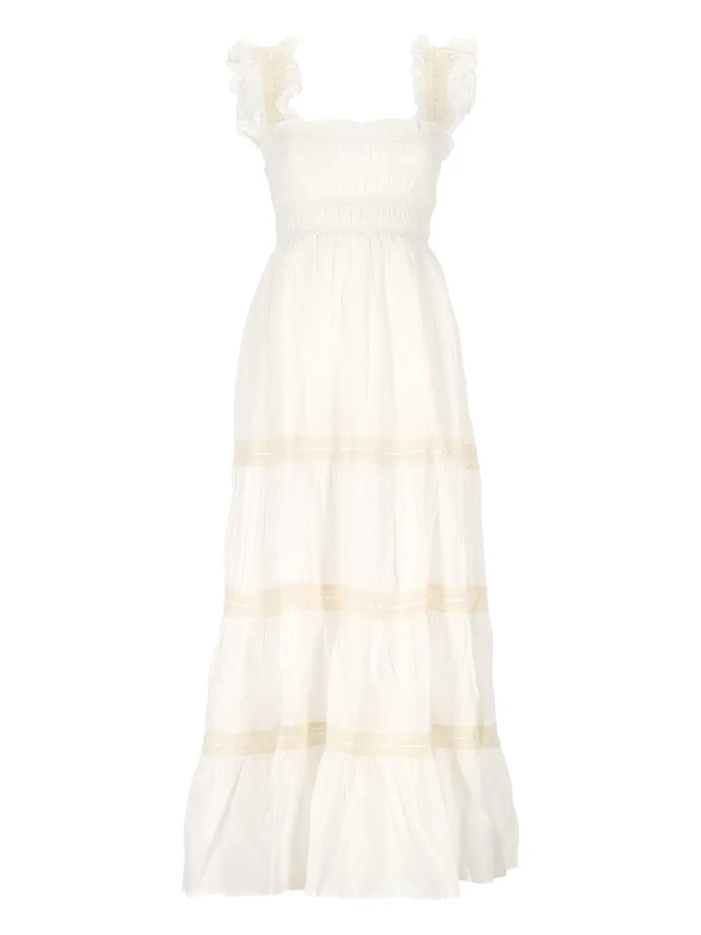 Ярусное платье миди со сборками Rixo, белый
Ярусное платье миди со сборками Rixo, белый