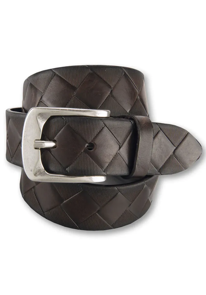 Кожаный ремень BERND GÖTZ, кожаный ремень эксклюзивного плетения в деревенском стиле, коричневый