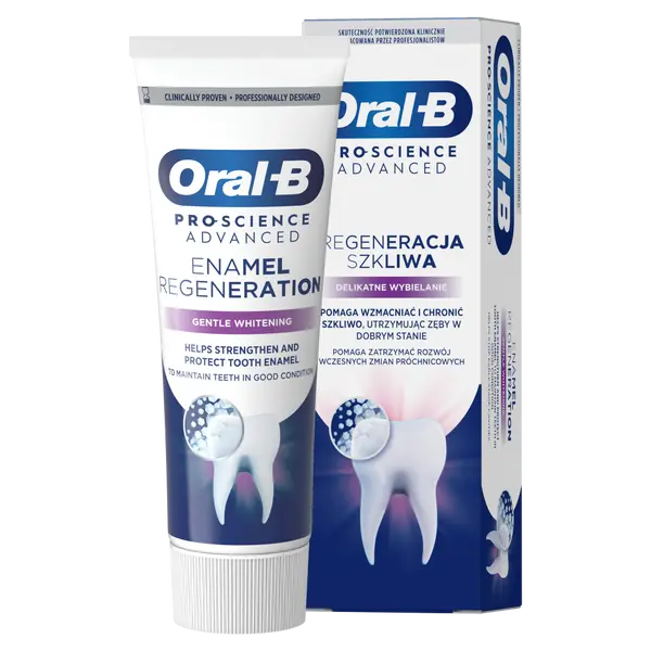 Отбеливающая зубная паста, 75 мл Oral-B Pro-Science advanced enamel regeneration gentle whitening
Отбеливающая зубная паста, 75 мл Oral-B Pro-Science advanced enamel regeneration gentle whitening