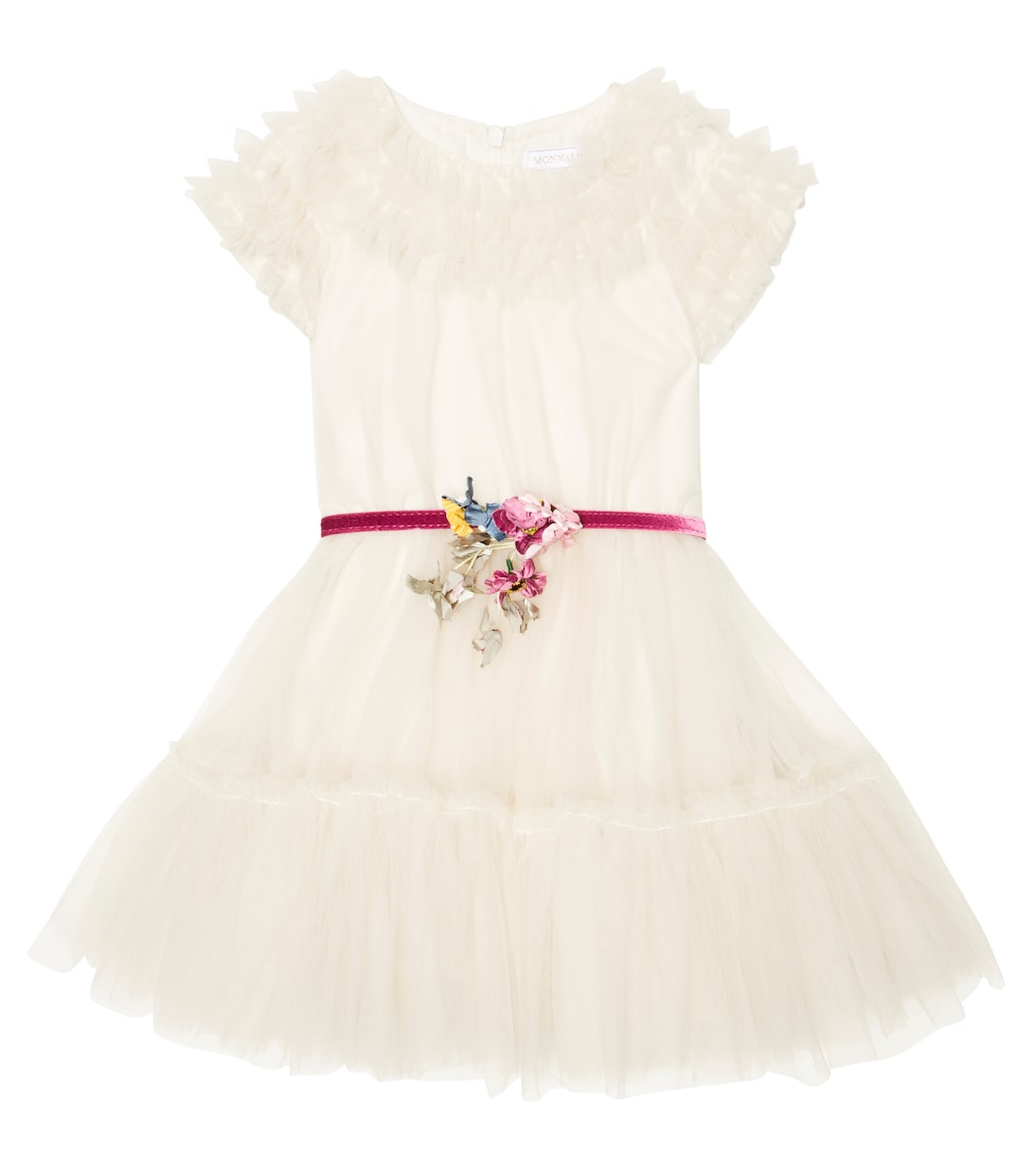 Платье из многоярусного тюля с декором Monnalisa, экрю 
Платье из многоярусного тюля с декором Monnalisa, экрю